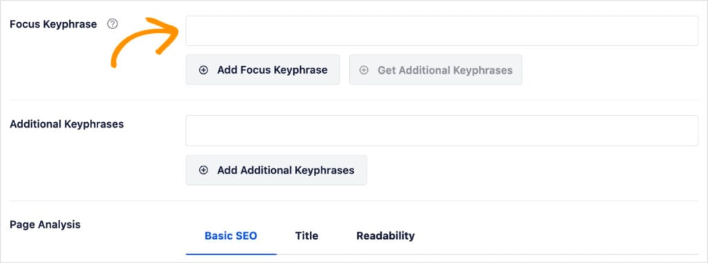 Add a focus keyword to your WordPress post or page.