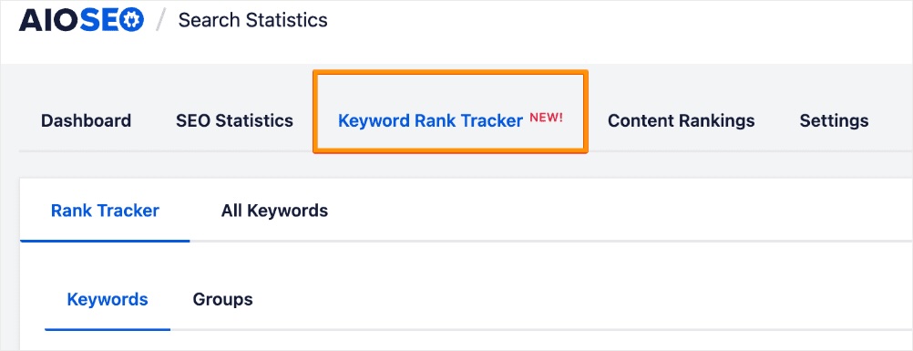 AIOSEO Keyword Rank Tracker in WordPress.