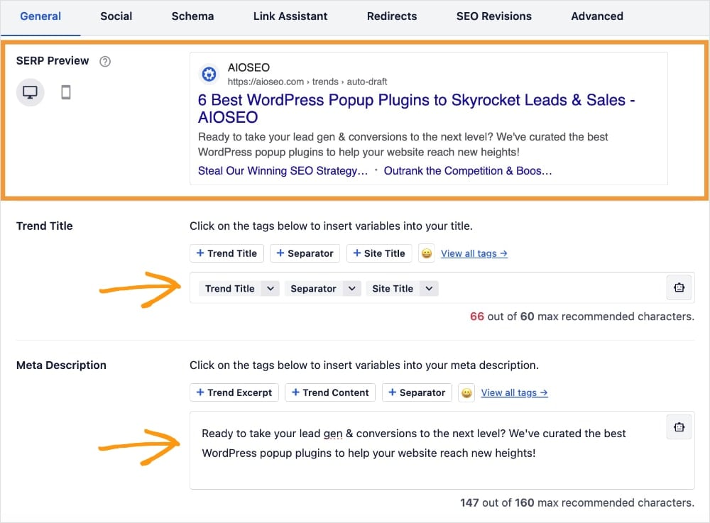AIOSEO SERP Preview Tool AIOSEO SERP preview tool in WordPress.