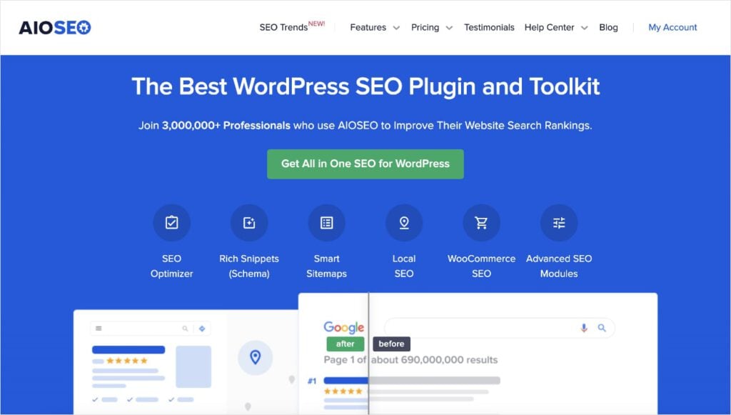 All in One SEO All in One SEO homepage, the best SEO plugin for WordPress.