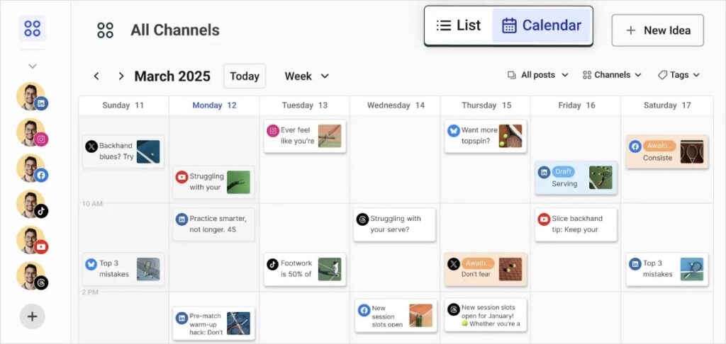 Buffer Social Media Calendar Buffer social media calendar with scheduled posts.
