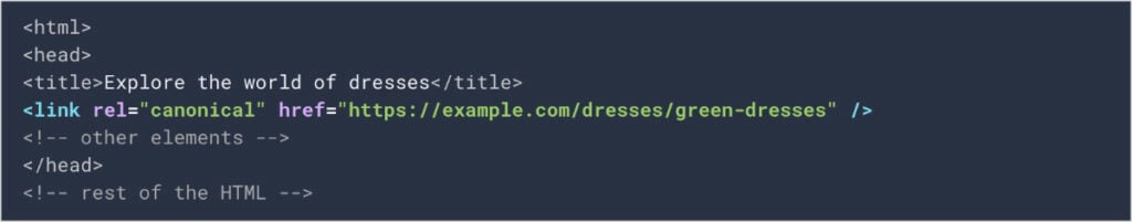 HTML code of a canonical link.