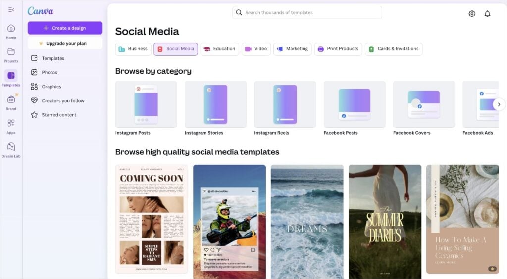 Canva Social Media Templates Canva social media graphics tool.