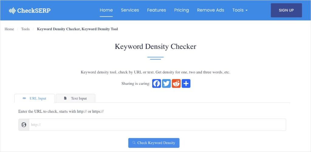 CheckSERP keyword density checker.