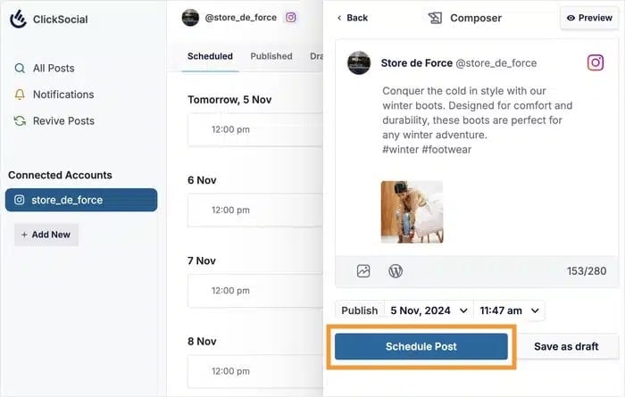 ClickSocial Social Media Scheduler ClickSocial social media scheduler.