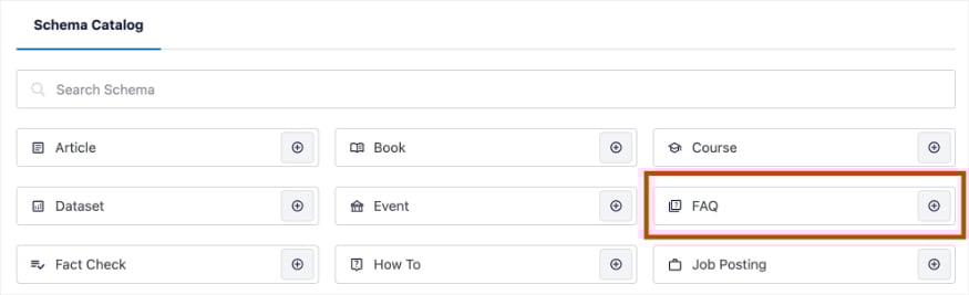 Screenshot FAQ schema in the AIOSEO