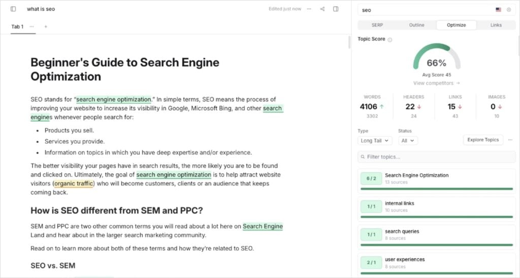 Frase content optimization tool.