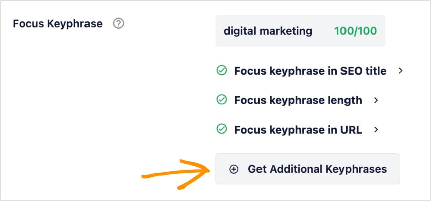 Get additional keyphrases button in WordPress.