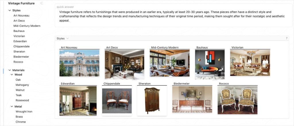 Globe Explorer Topics & Subtopics Globe Explorer topic results for the query vintage furniture.
