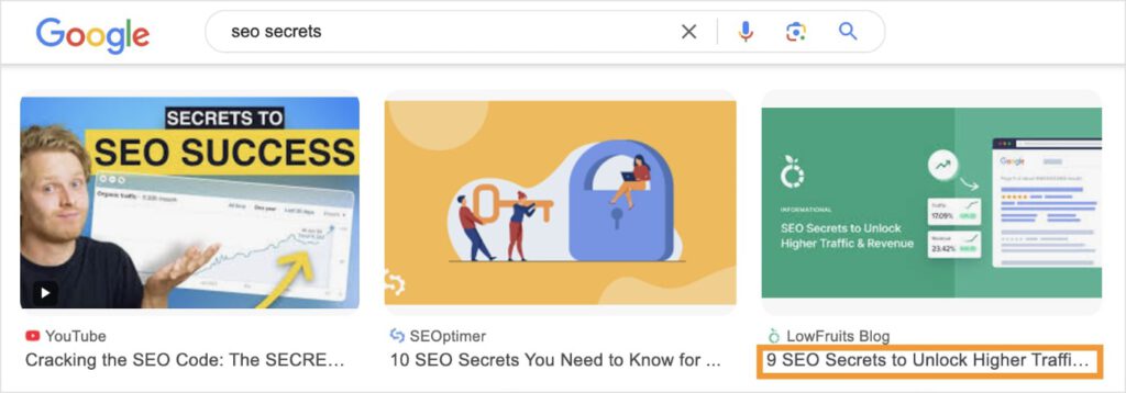 Google Images Show SEO Titles Google Images results shows the SEO title below an image result.
