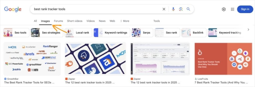 Search results in Google Images for the query best rank tracker tools.