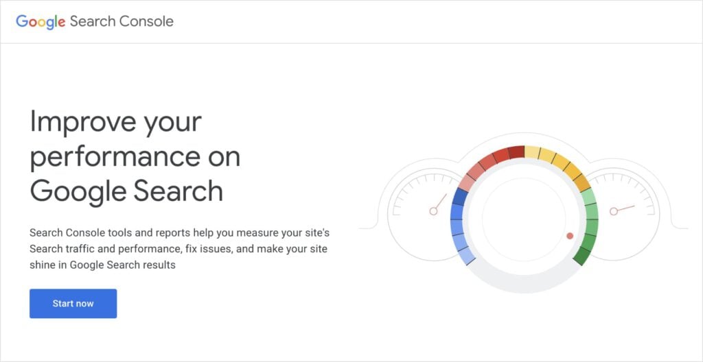 Google Search Console Google Search Console homepage.