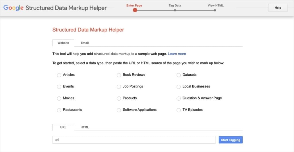 Google Structured Data Markup Helper Google structured data markup helper.