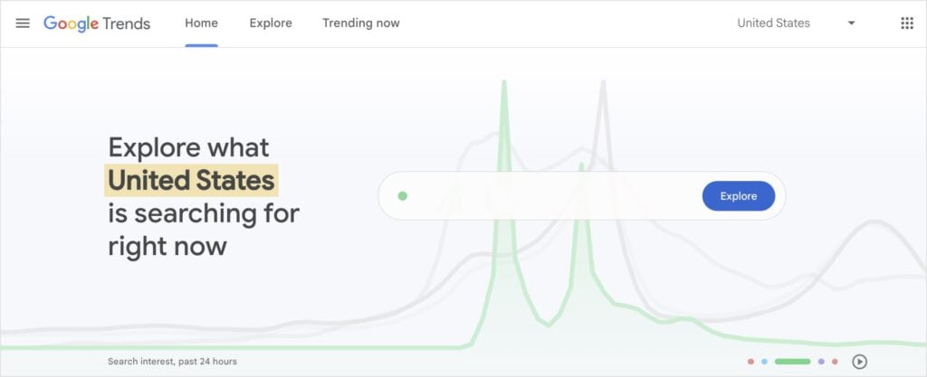 Google Trends search page.