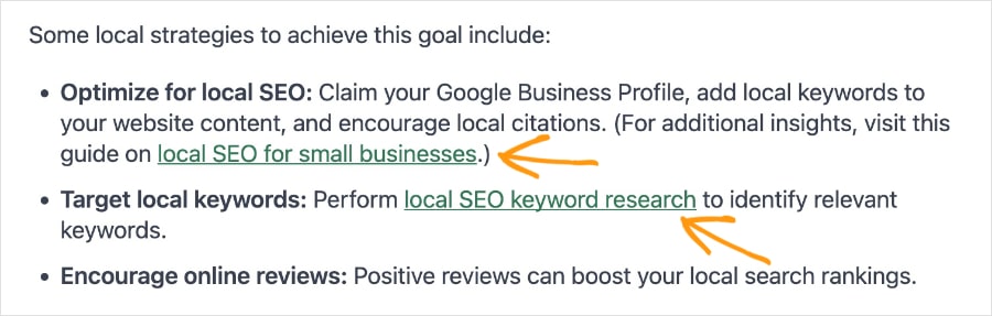 Internal Links With Good Anchor Text Two internal links in a LowFruits blog post use natural and descriptive anchor text.