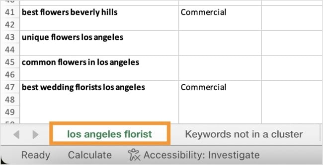 Name Your Keyword Clusters Keyword cluster tab naming convention.
