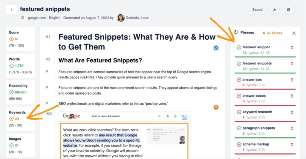 SEOBoost checks for keyword stuffing in your content.