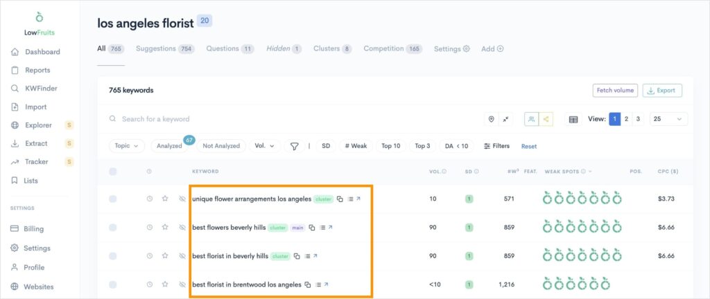 Long-tail keyword opportunities.