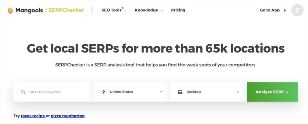 Mangools SERPChecker Mangools SERPChecker tool.