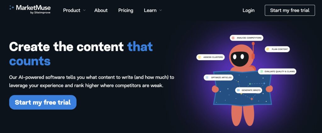 MarketMuse homepage.