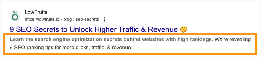 Meta Description Meta description in Google search results.