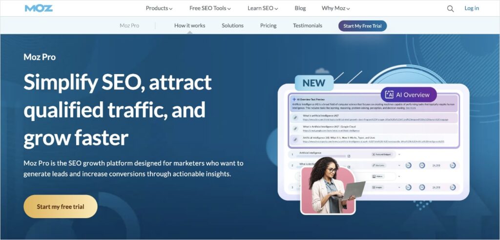 Moz Pro Moz Pro homepage.