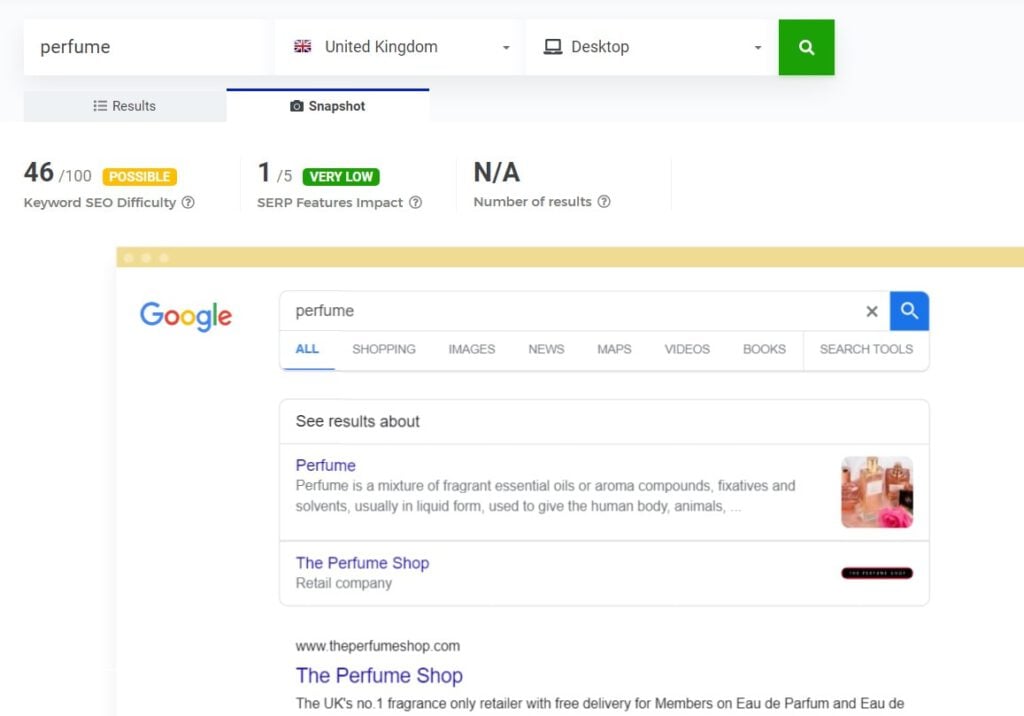 A screen shot of a google search page displaying results for "LowFruits" and "Keyword Research".