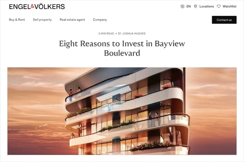 Real Estate SEO Blog Example Real estate SEO blog example from Engel & Volkers.