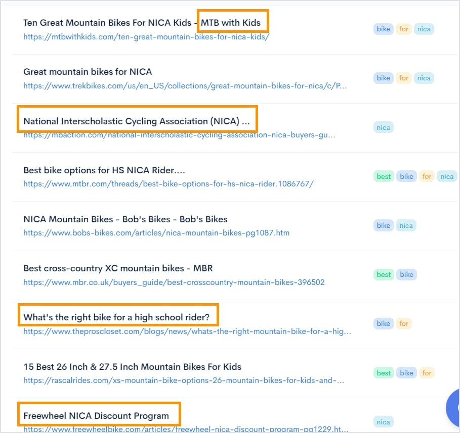 Titles Reveal Various Intents Search results for our keyword.