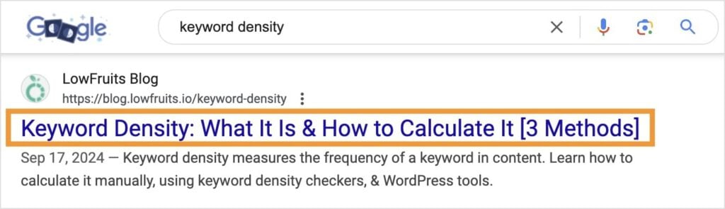 SEO Title in Google SEO title in Google search results.