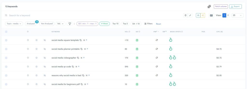 A screenshot of the LowFruits analytics dashboard A screenshot of the LowFruits analytics dashboard.