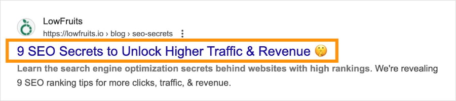 Meta Title Meta title tag appears as the title in Google search results.