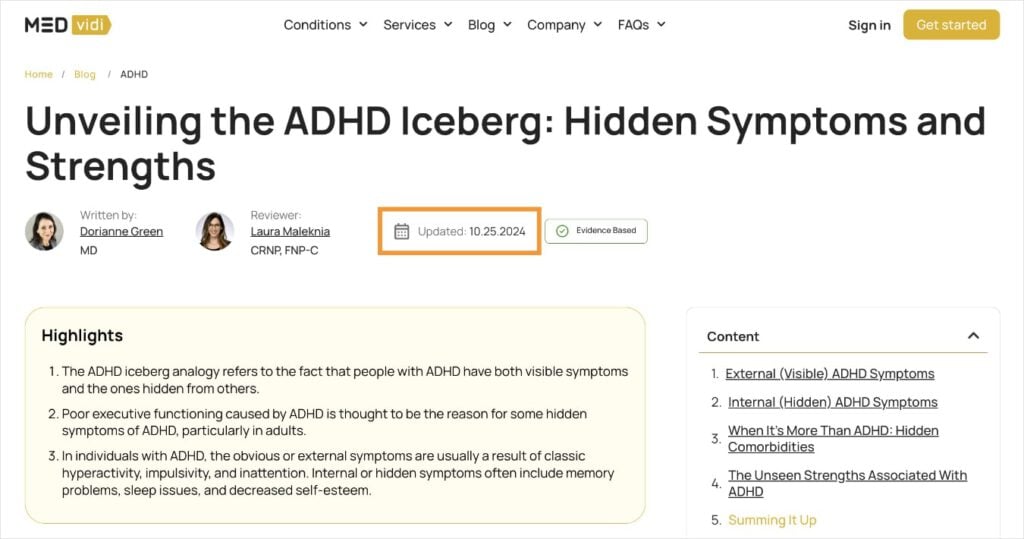Example of an Updated Date A YMYL website shows an updated date at the top of an article.