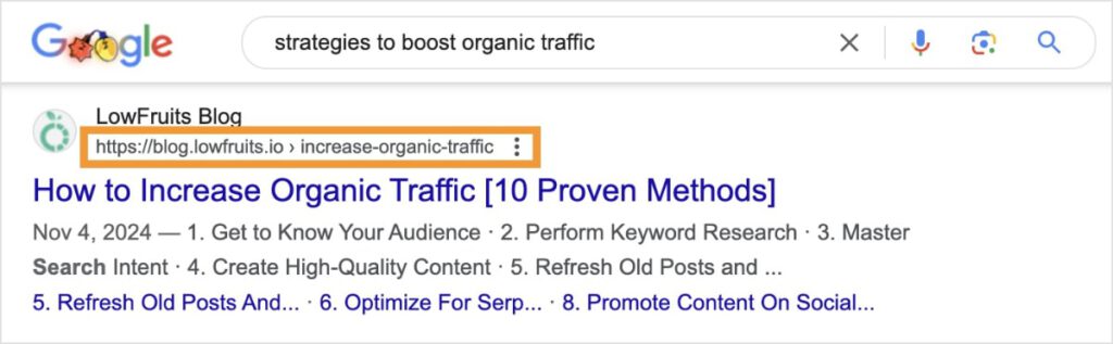 URLs Appear in SERPs SEO URL appears in Google search results for a listing.