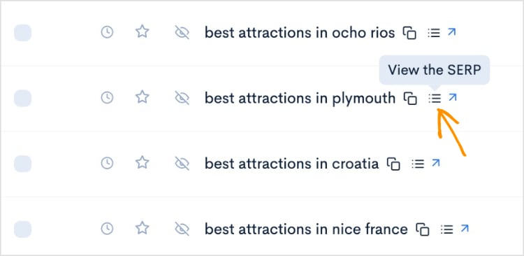 View the SERP Button View the SERP button in KWFinder report.