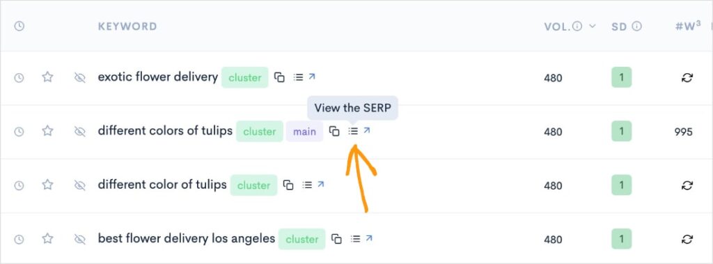 View the SERP View the SERP button in the KWFinder report.