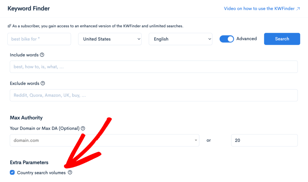 Country search volumes Country search volumes