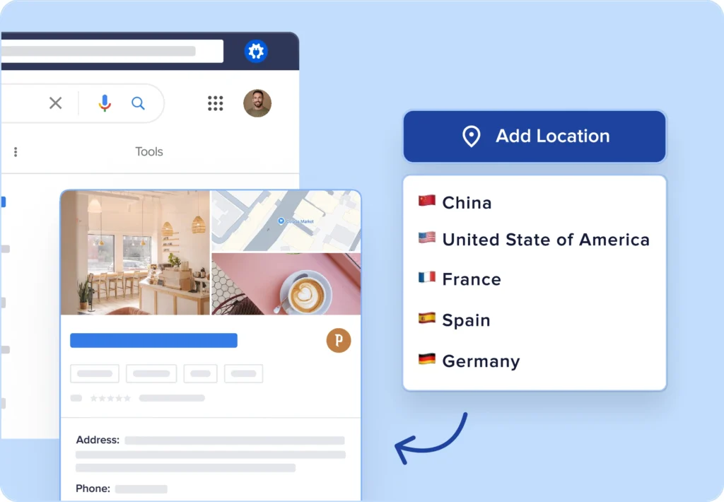 Local Search Track your keyword positions across specific countries.